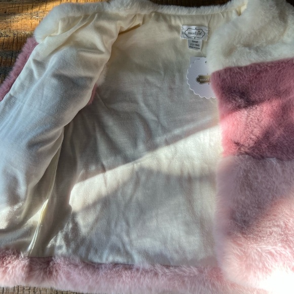 12-18 Month Pink Color-Block Faux Fur Toddler Vest - Picture 3 of 5